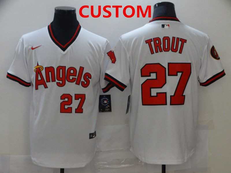 Los Angeles Angels Custom White Throwback Cooperstown Collection Stitched MLB Nike Jersey->washington wizards->NBA Jersey